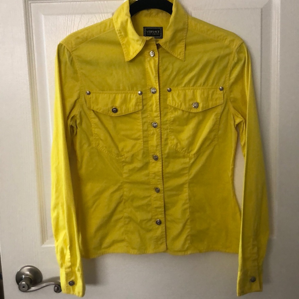 Versace Jeans Signature yellow button-down shirt
